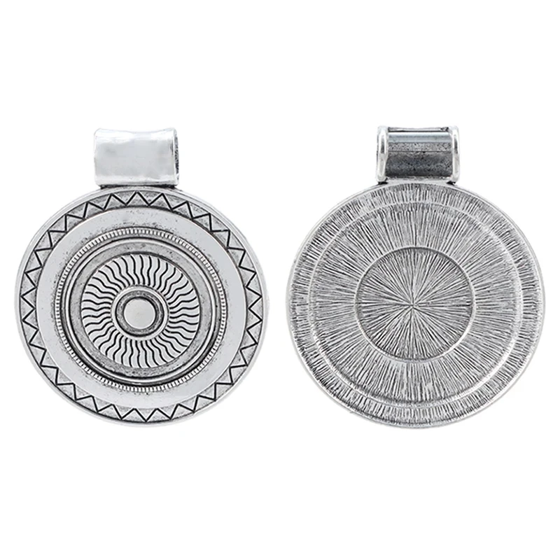 2pcs Antique Silver Large Boho Medallion Retro Charms Pendants Connector for DIY Necklace Jewelry Making Findings