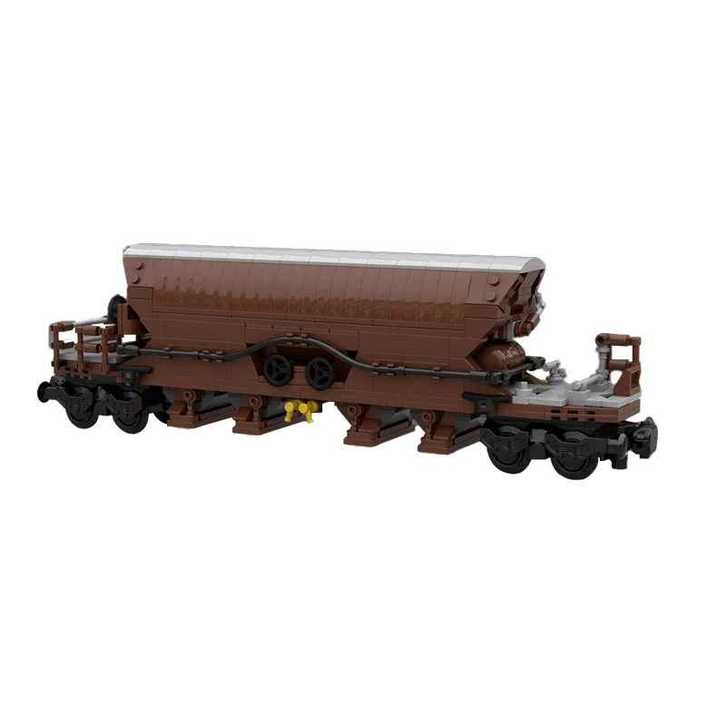 MOC Brown Wagon Tanker Boxcar Railway Freight Train Building Block Kit Cargo Carriage Vehicle Car Brick Model Toy Kids Gift