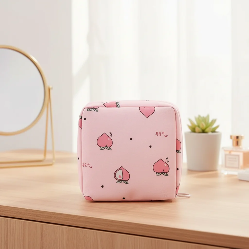 1pcs Soft and Cute Sanitary Pad Storage Bag, Portable Waterp