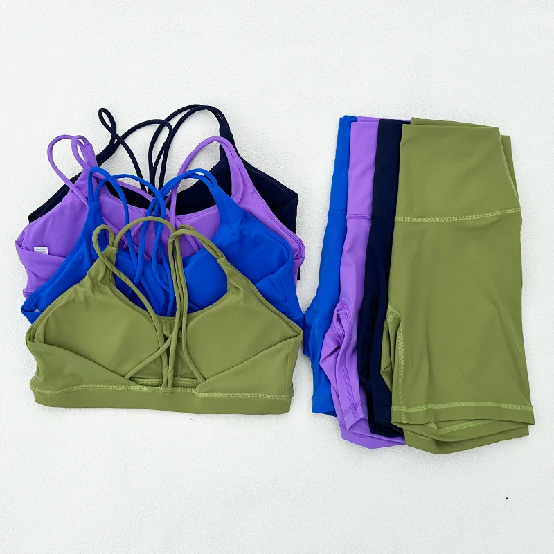 Women Yoga Set Sportswear Sexy Crop Top Bra Gym Clothing Tracksuit Shorts Set High Waist Seamless Leggings Fitness Sports Suit