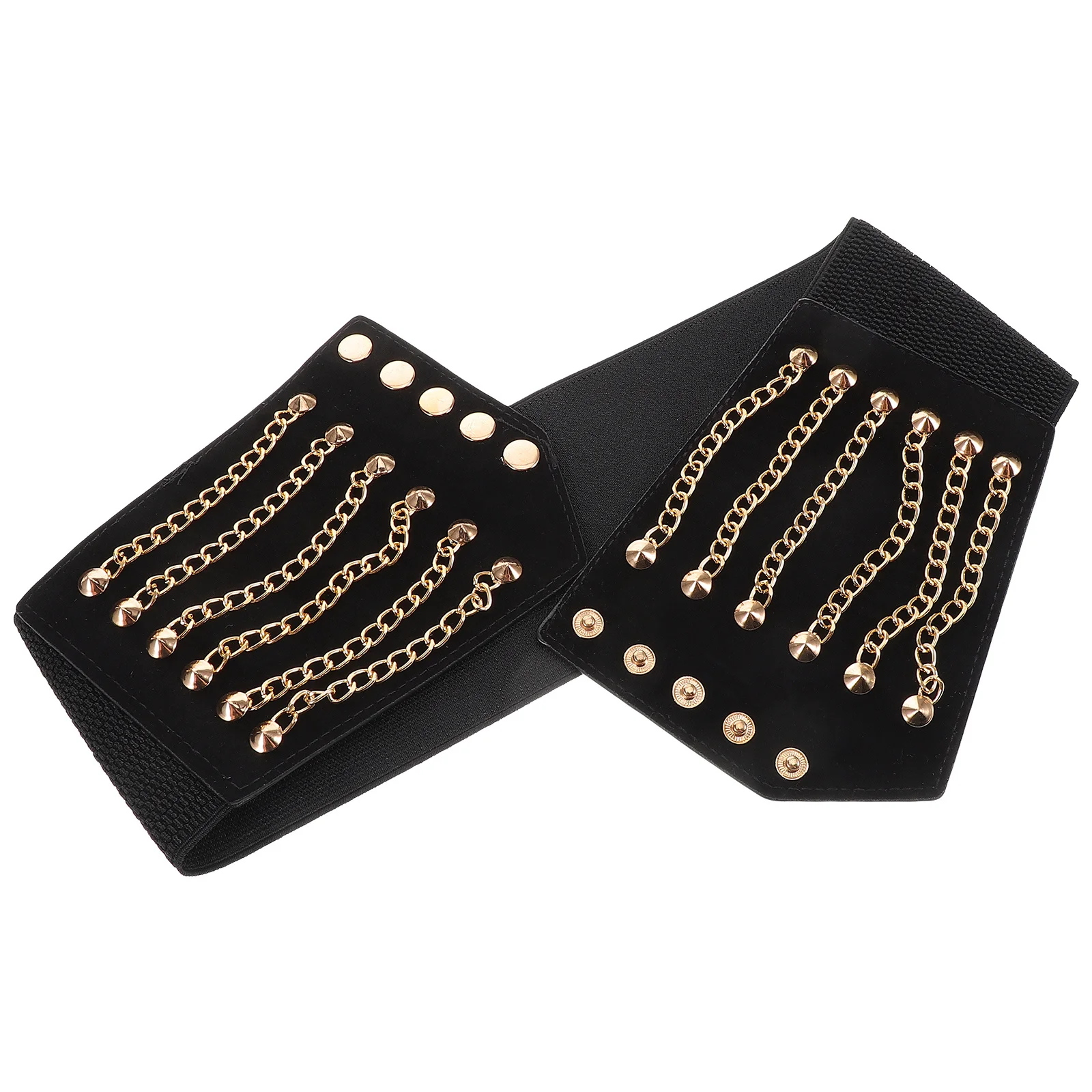 Cintura larga da donna Cintura elastica vintage con occhielli a catena in metallo Cintura con lacci alla moda per abiti