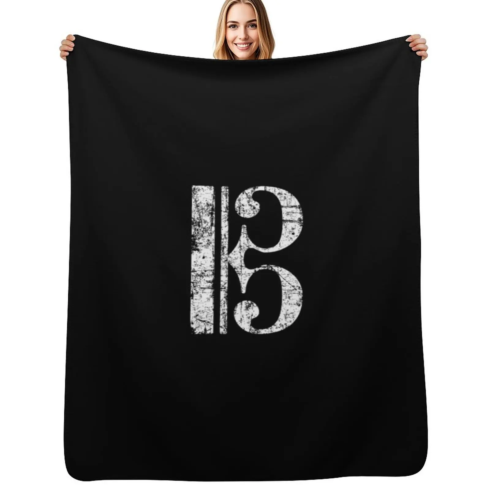 

C-Clef (Vintage White) Musicians Viola Cello Throw Blanket Furry Thermal Stuffeds Flannel Fabric Blankets