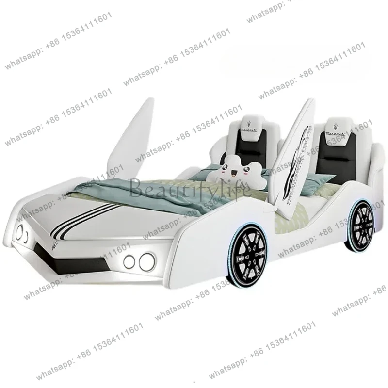 

Solid wood car bed sheet 1.5 creative storage cartoon bed with guardrail