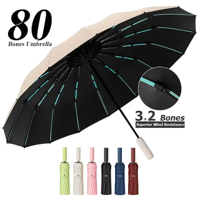 

Super Strong 16k 80Bones Large Windproof Fold Umbrella for Men Women Fully Automat Waterproof Sunproof UV Umbrella Luxury Rain