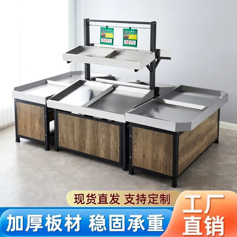 Fruit and vegetable supermarket shelves Fresh fruit shelves Stainless steel fruit and vegetable display