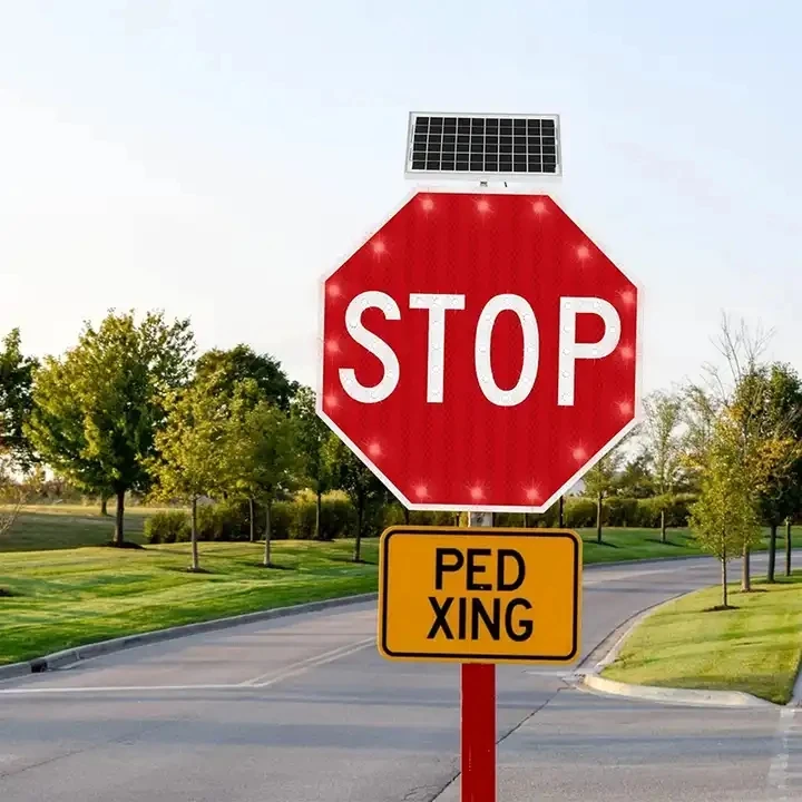 

Factory sale AC Solar Powered Led Stop traffic road warning sign