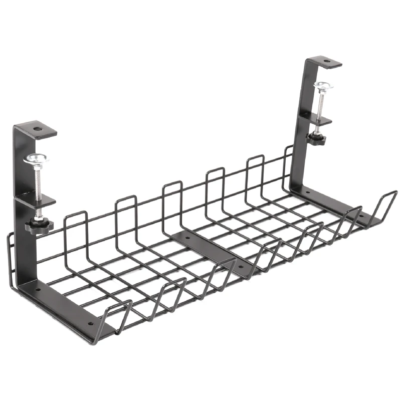 No Drilling Under Desk Cable Management, Metal Under Desk Cable Management With High Capacity,40X13.5X15cm