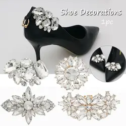 1PC Women High Heel Rhinestone Shoe Decorations Clip Charm Buckle Square Clamp Shiny Clips Wedding Bride Decorations Accessories