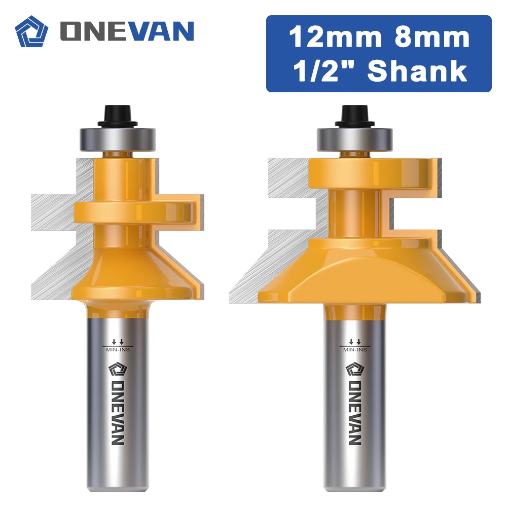 ONEVAN 2PCS Tongue and Groove Flooring Router Bit Set 8/12/12.7mm shank, Rail Stile Assembly Milling Cutter for Wood Woodworking