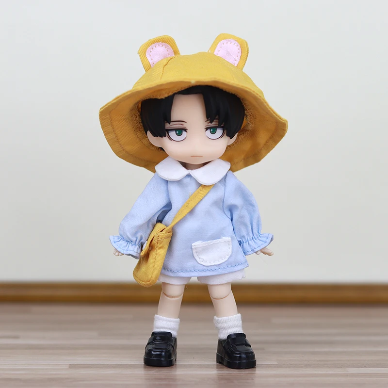 Levi Ackerman-figura de acción de Anime para niños, juguete Original de 14cm, 1/12 Bjd, muñeca móvil Ob11, modelo de Pvc, estatua, conjunto completo, adorno coleccionable