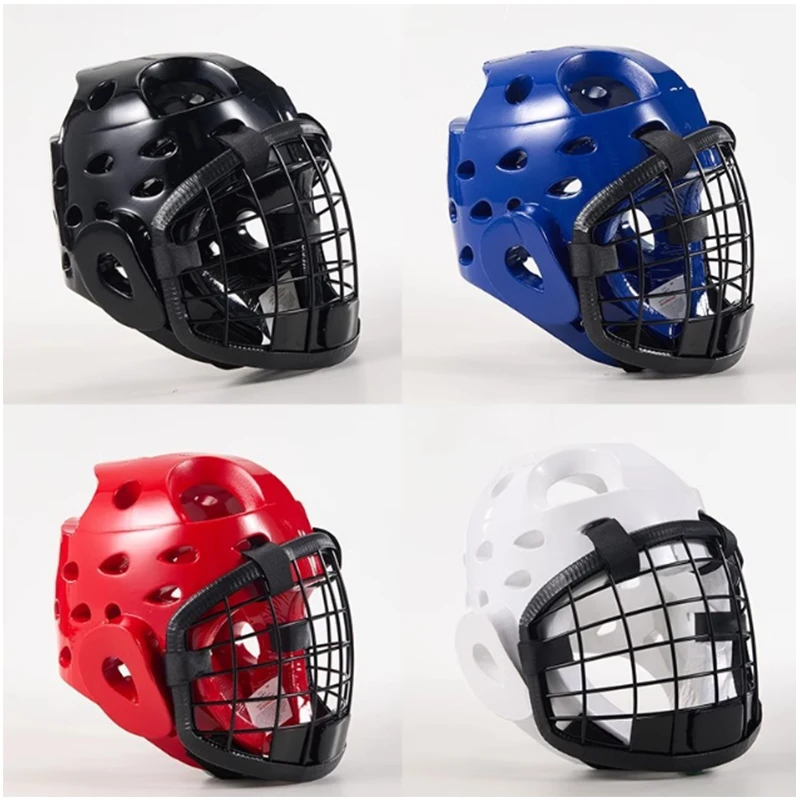 

Боевой защитный полнозакрытый утолщенный шлем для тхэквондо, съемная металлическая сетчатая маска, головной убор, бокс, боевое снаряжение для муай-тай