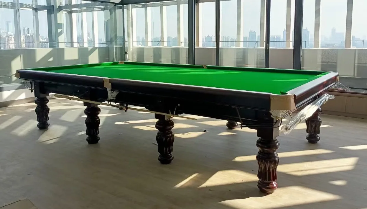 2026 Professional Luxury Level Steel Cushion Jiujiang Stone Solid Wood Snooker Pool Table 12ft Snooker Table with Balls