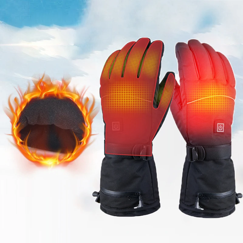 Winter Heated Gloves Thermal Women Men Battery Case Heating Gloves Skiing Motorcycle Water-resistant Warm Cycling Thermal Gloves