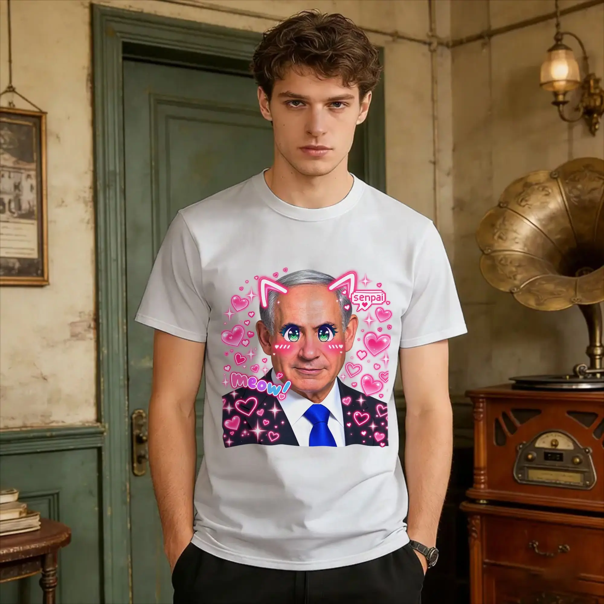 Benjamin Netanyahu  T Shirt  Harajuku T Shirts Short-Sleeve Vintage Tops Summer Pure Cotton 4XL 5XL 6XL Top Tees