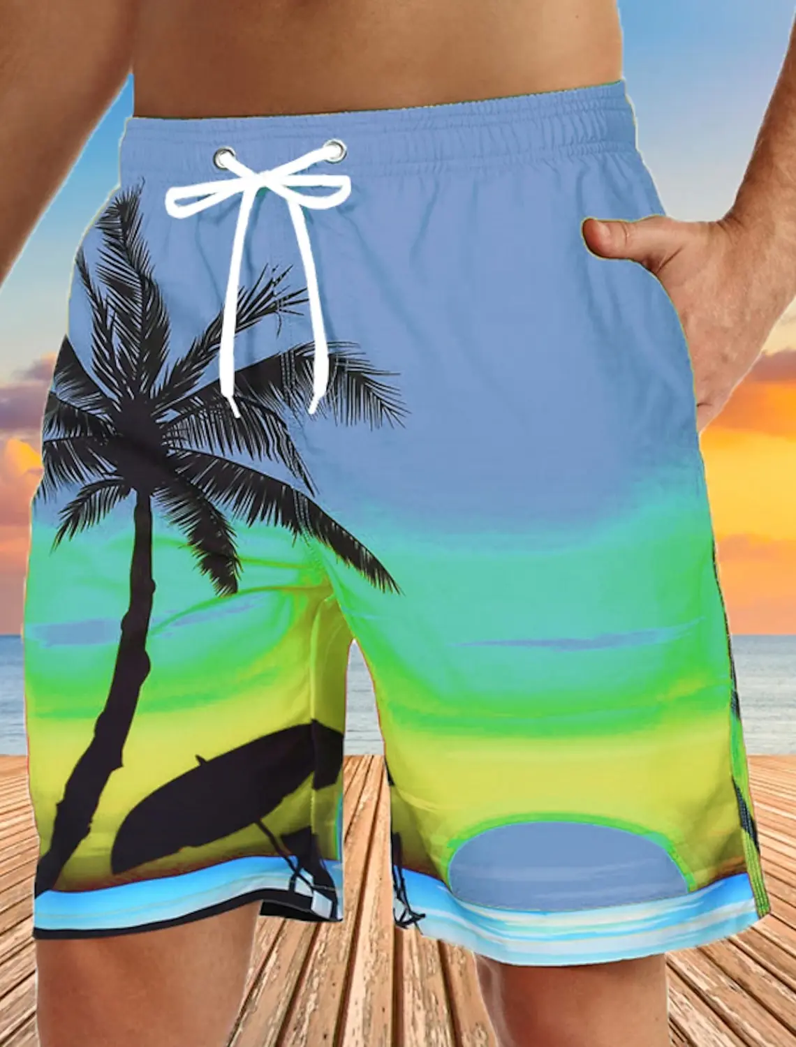 Men\'s Board Shorts Swim Shorts Bermuda shorts Beach Shorts Drawstring 3D Print Graphic Coconut Tree Breathable Quick Dry Short