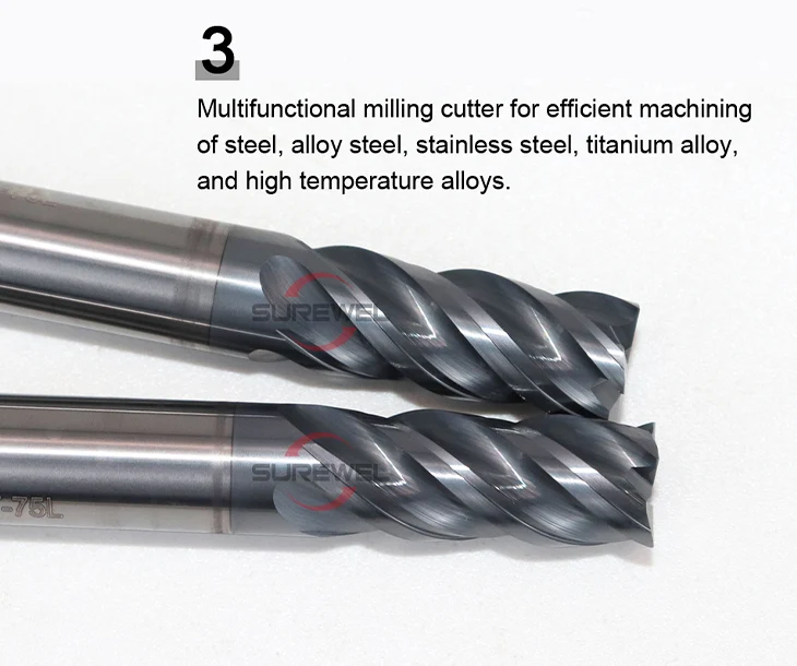 SUREWEL 4-schneidige Vollhartmetall-Fräser Bevorzugte Wahl für die Stahlbearbeitung 1mm 1,2mm 1,4mm 1,5mm 1,8mm 2mm 2,5mm 3mm 4mm – Detail 8