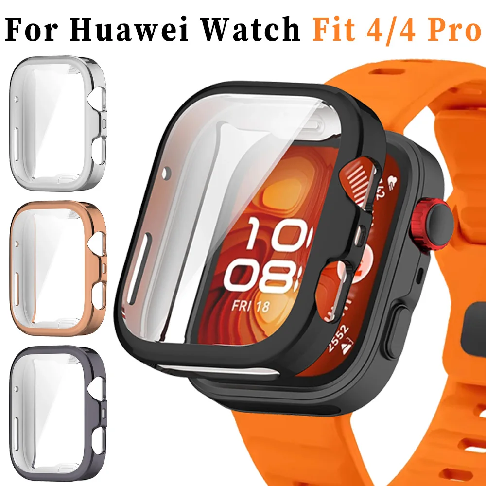 

Чехол из стекла + ТПУ с полным покрытием для Huawei Watch Fit 4/3, защитная пленка из закаленного стекла, рамка-бампер для Huawei Watch Fit 4 Pro