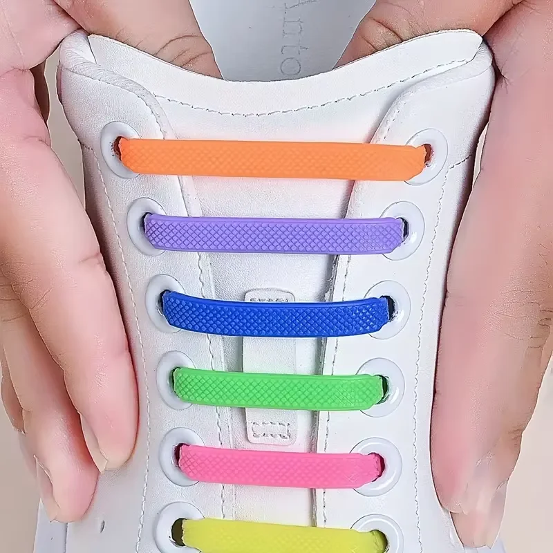 Paquete de 16 Cordones Elásticos de Silicona Sin Nudos - Cordones Prácticos, Elásticos y Flexibles para Zapatillas Deportivas, Zapatos Casuales y Calzado Deportivo