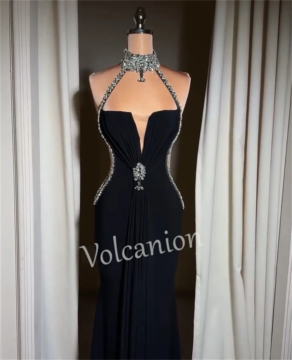Customized Matching Jersey Sequined Pattern Mermaid Halter Long Bespoke Occasion Prom Dresses Chinese Style