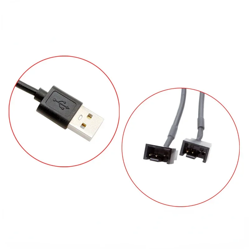 1 To  2 USB To  4-Pin PWM 5V USB Sleeved Fan Power Adapter Connector Cable with ON Off Switch