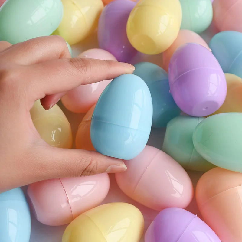 12pcs Colorful Easter Eggs Fillable Candy Gift Packing Box Kids Hunt Game Props Easter Party Home Decoration Plastic Empty Egg