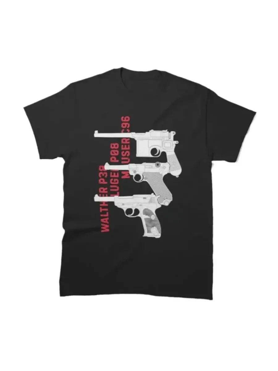Camiseta Walther P38, Luger P08, Mauser C96, 100% algodón, cuello redondo, camiseta informal de manga corta de verano para hombre, talla S-3XL