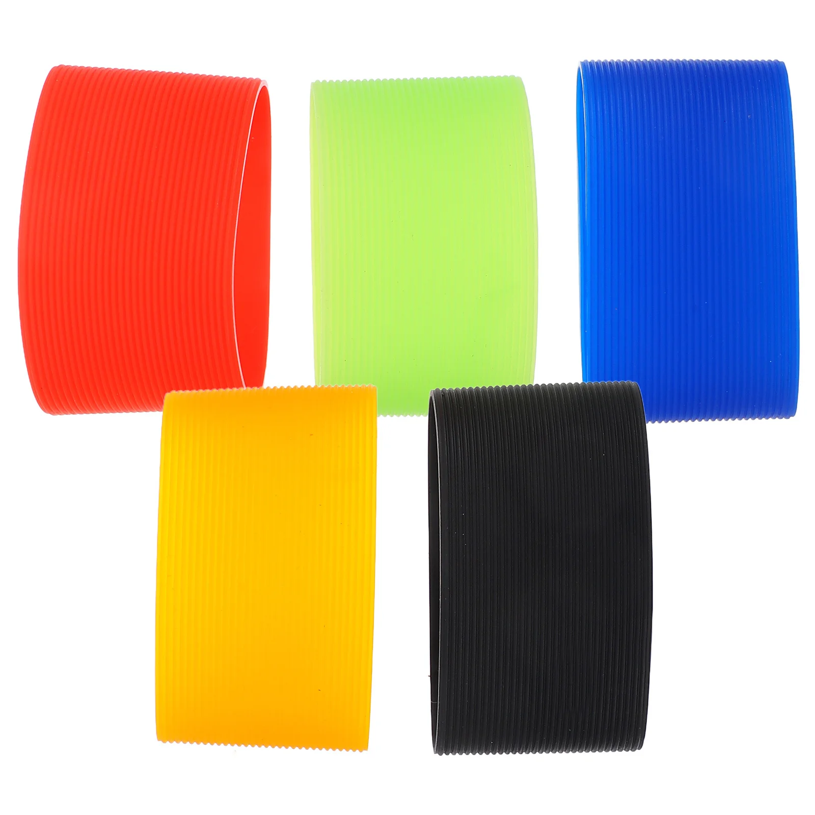 

5pcs Silicone Cup Sleeve Heat Resistant Insulated Bottle Band For Glass Tumbler Water Bottle Protective Cover Non-Slip Durable