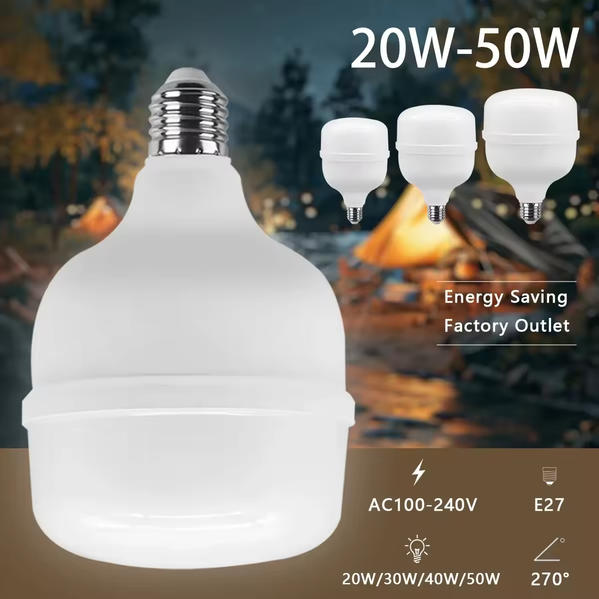 1-5 יחידות 50W 5000lm נורת LED מבריקה מאוד AC 110V 220V E27 נורת LED למפה תאורה לבית סלון