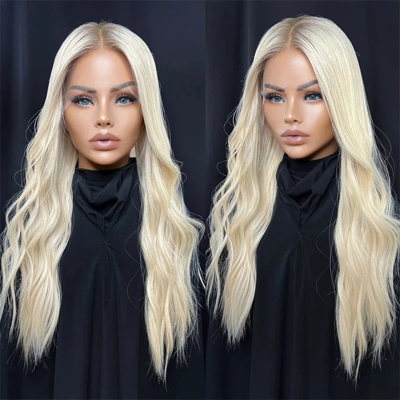 Highlights Golden Blonde Wig 13x4 Lace Front Cosplay Wigs Long Straight Natural Silky Synthetic Lace Frontal Wig for Daily Use