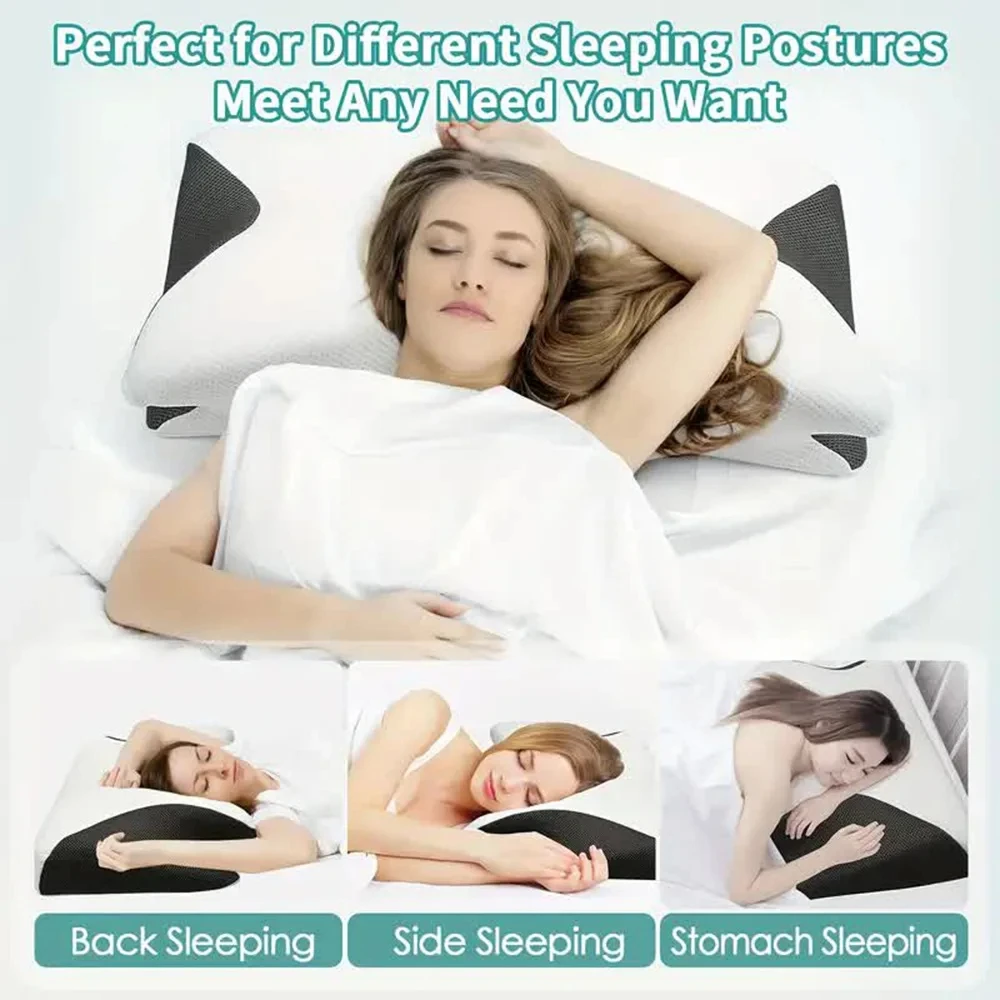 Home & Travel Cervical Care Pillow – Butterfly Memory Foam Neck Pillow with Massage Nodes & Removable Cover