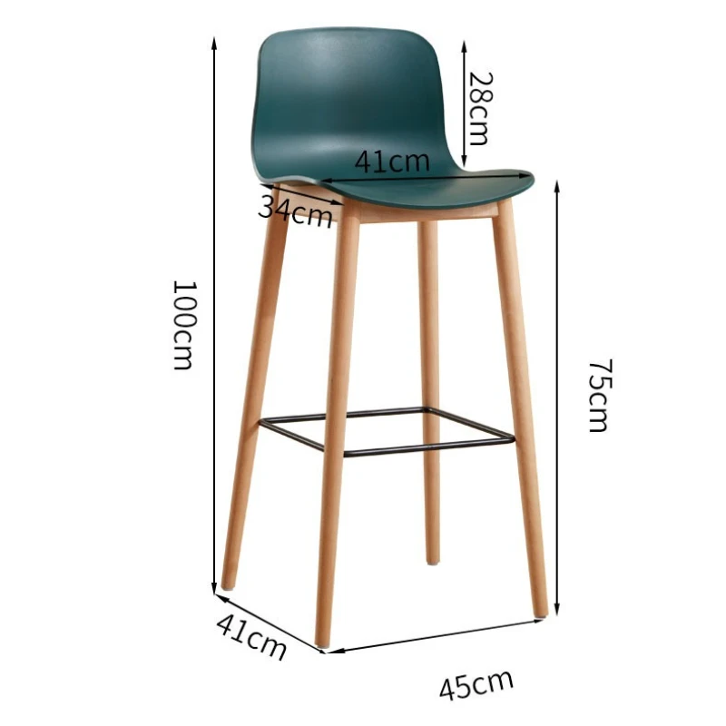 

Nordic simple and fashionable milk shop bar solid wood backrest bar table negotiation reception thickened high stool high chair