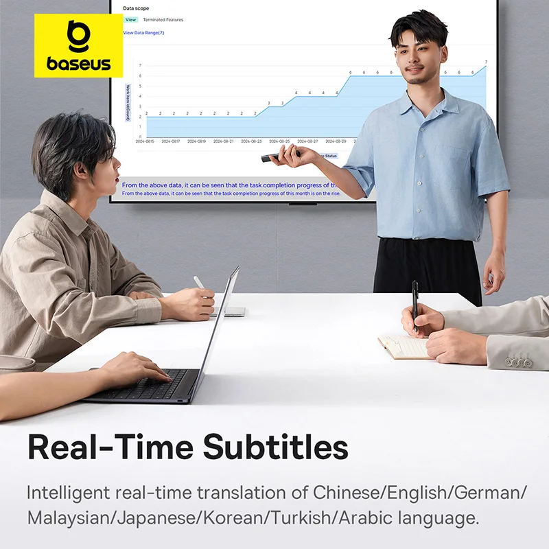 

Baseus AI Voice Wireless Presenter PPT Pointer 2.4G Bluetooth Connector Voice-to-Text Real-Time Subtitle Translation for Office