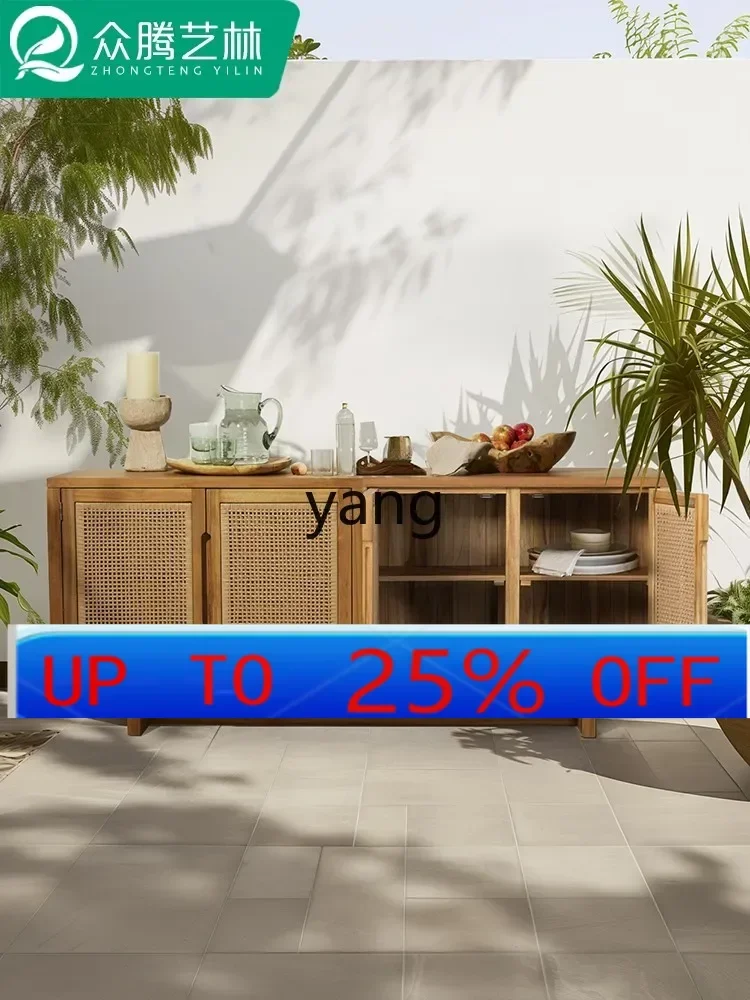 LMMoutdoor solid wood dining side villa courtyard storage open-air waterproof homestay outdoor garden meal preparation locker