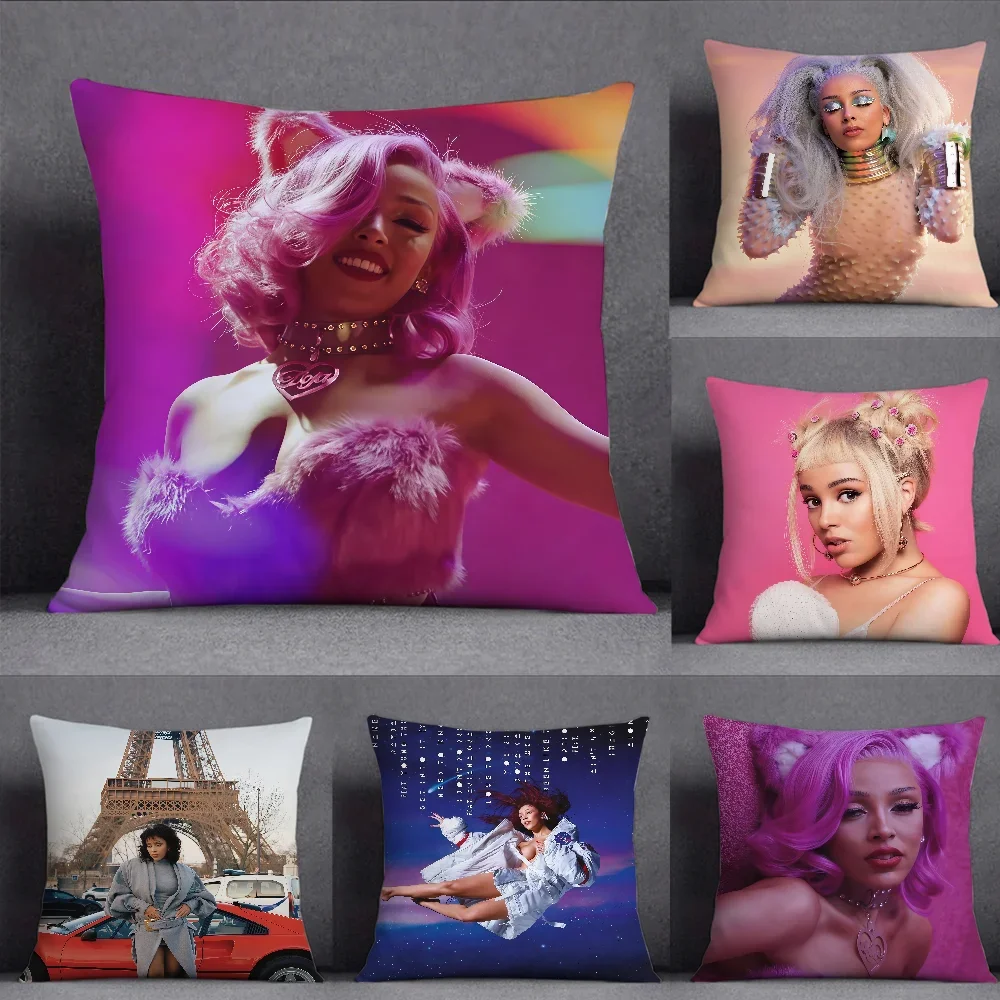 Singer D-Doja Cat Cushion Cover Square Double-Sided Printing Sofa Cushion Cover Pillowcase Bedroom Bedside