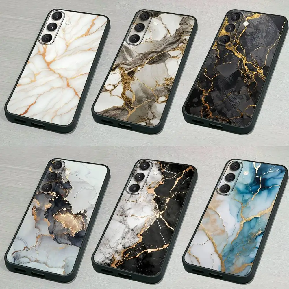 

G-Gold Art M-Marble-ES Phone Case For Samsung S 25,24,23,22,30,21,10,9,Ultra,Plus,Lite,FE,4,5G Black Soft Case