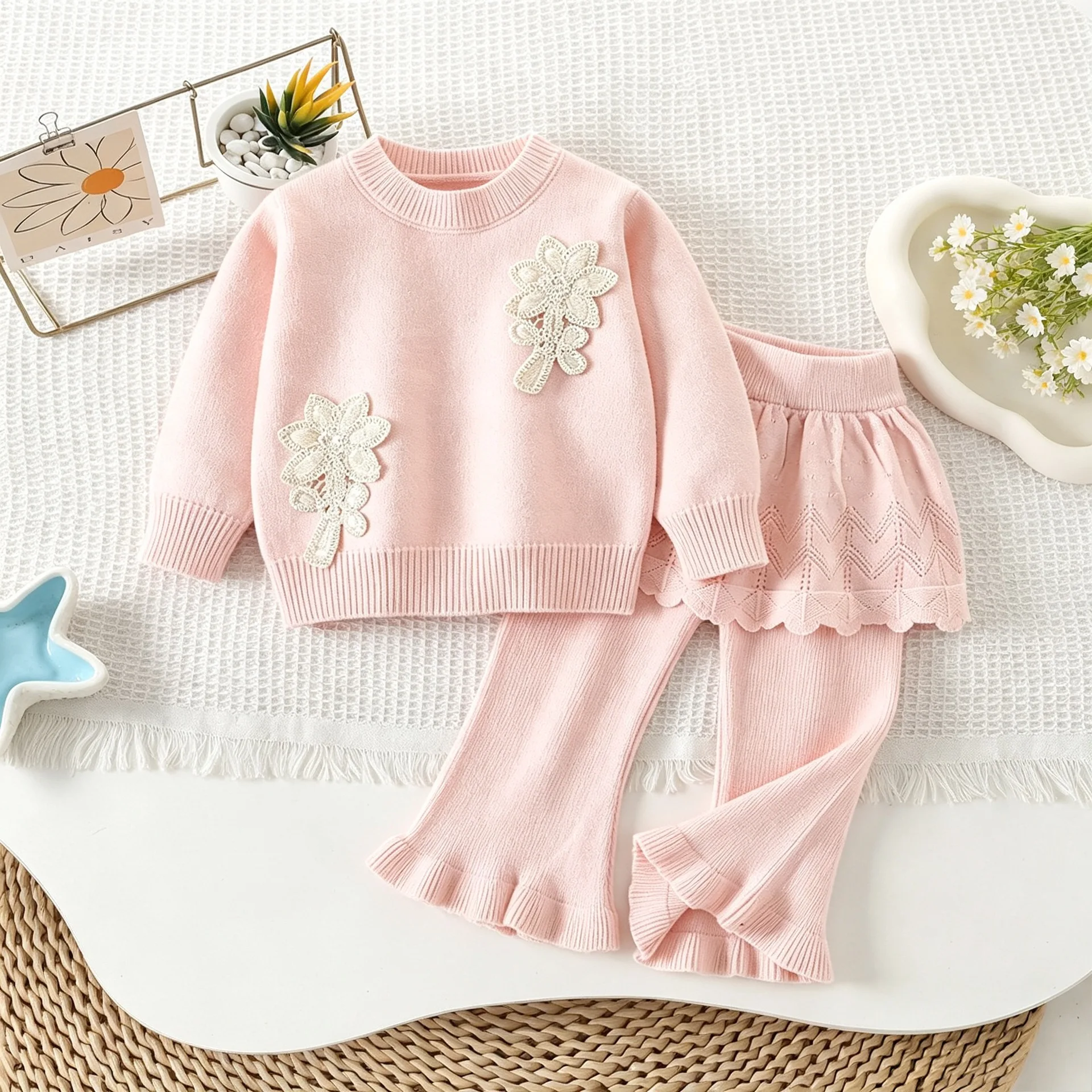 Fall Winter Sweater 2PCS SETS Graceful kids' sets and outfits for Adorable Little Girls Clothes Knit Set