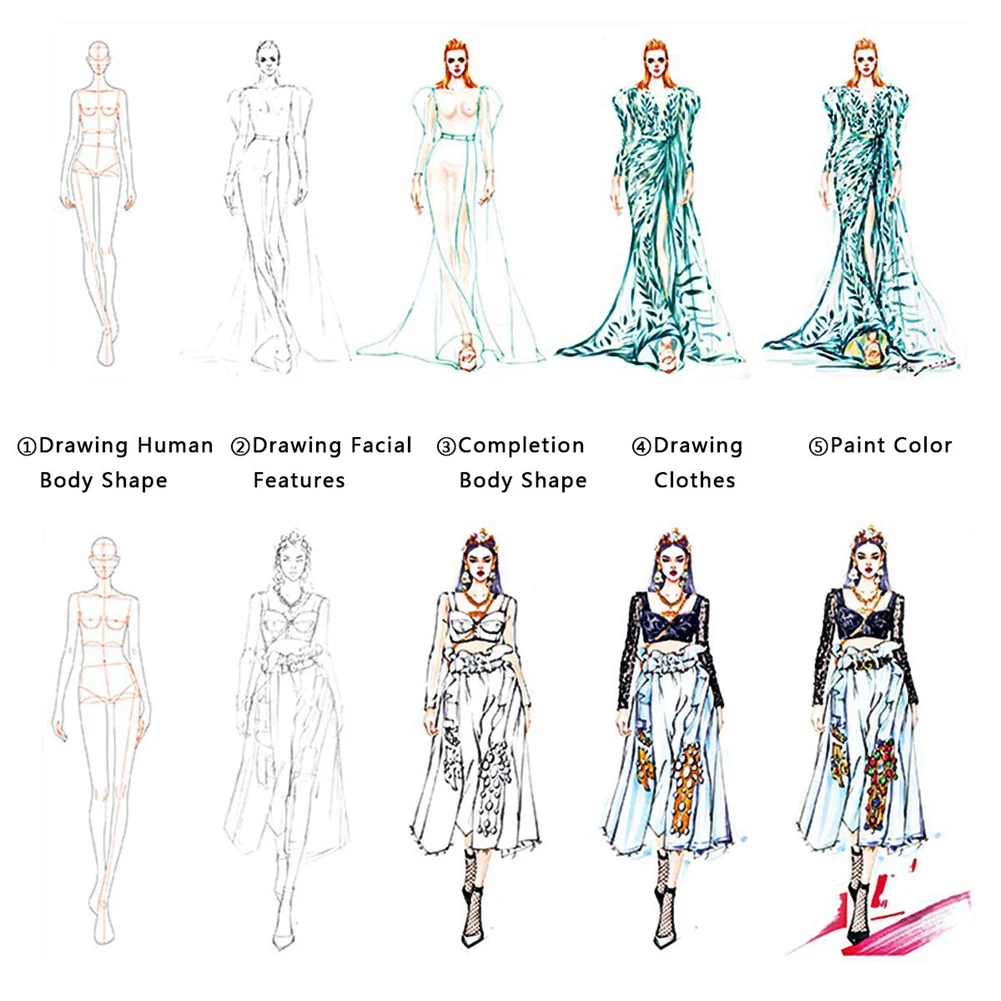 Fashion Illustration Rulers Sketching Templates Ruler Sewing Humanoid Patterns Design Clothing Measuring,Type B