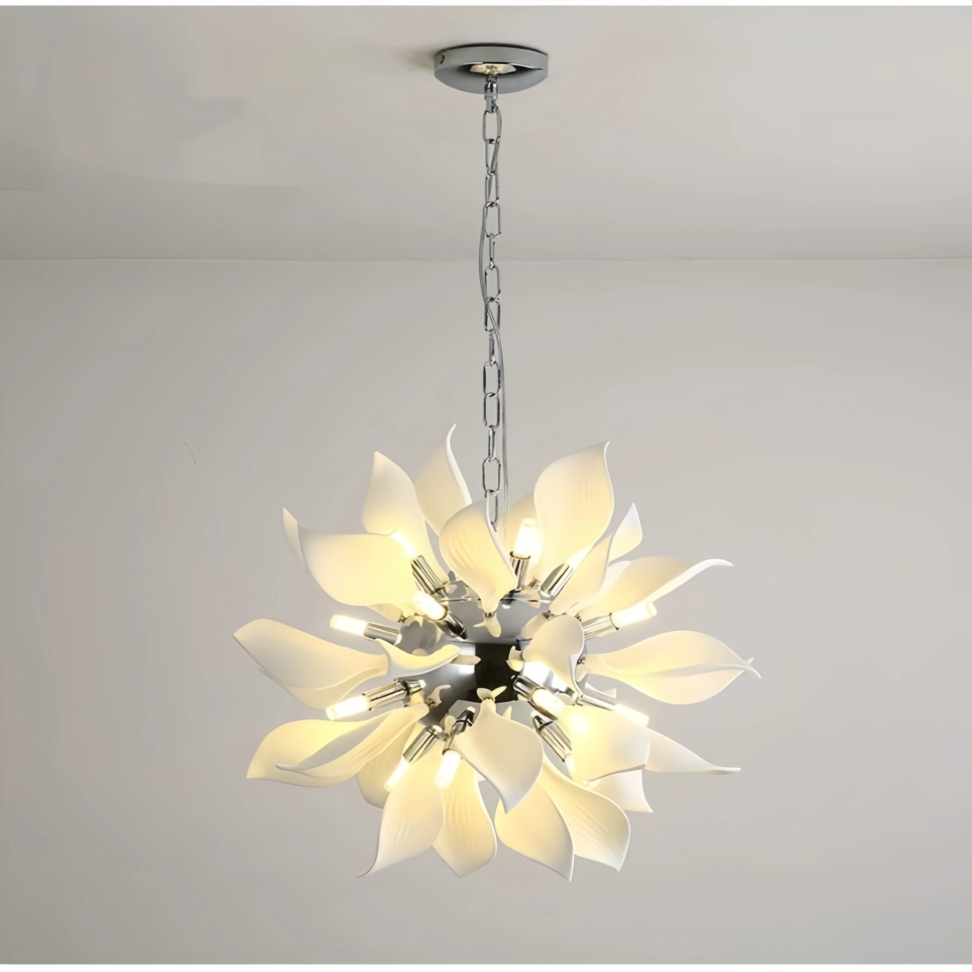 Ceramic Flower Chandelier, Handcrafted Blossom Ceiling Light, Artistic Floral Pendant for Dining Room, Vintage Decor