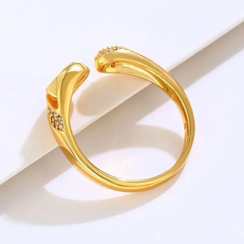 أسعار الجملة - خواتم الزركون على شكل ثعبان (معدلة) للرجال والنساء مجوهرات الأزياء بلون الذهب الخالص بدون النيكل