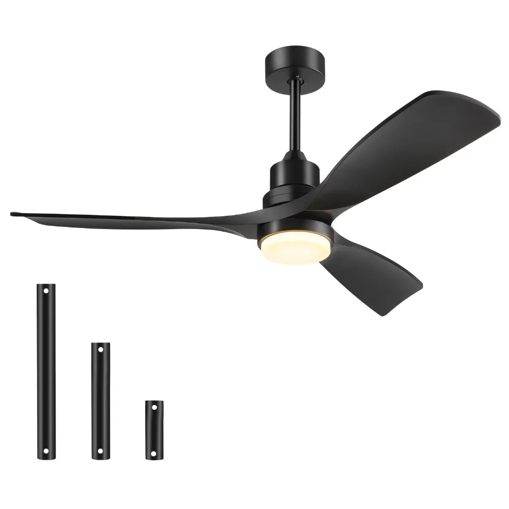 Ceiling Fan with Lights Remote Control, 52 Inch Ceiling Fans with 3 Blades, Timer, 6 Speed Modern Fan Quiet Reversible DC Motor