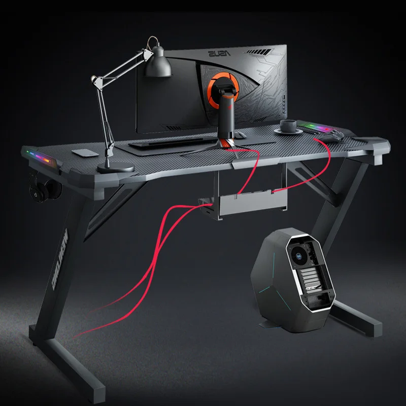 Desktop computer table game minimalist modern storage carbon fiber