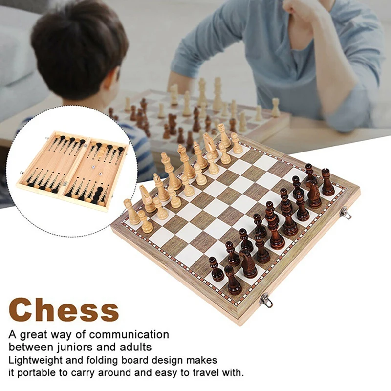 3 In 1 Wooden Chess And Checkers Set Magnetic Chess Board Set For Kids Adults Travel Portable Folding Chess Game Sets