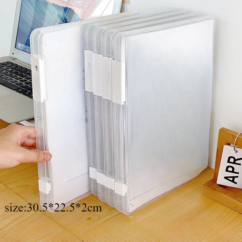 1pc A4 File Storage Box Transparent File Contract Classification Bills Sorting Office Document Case Organizer Supplies
