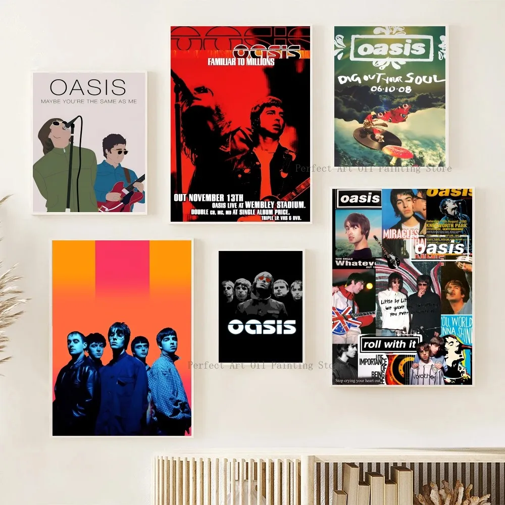 Oasis Band Posters Stickers Living Room Bedroom Entrance Cafe Wall Art Decoration Painting Room Home Aesthetic Decor