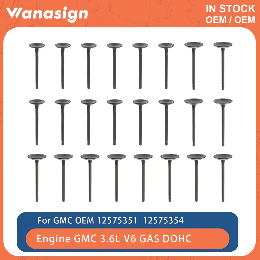 Engine Intake & Exhaust Valve Set Fit 3.6 L For Chevrolet GMC Buick Opel Saturn CTS SRX STS 3.6L V6 GAS DOHC 12575351 12575354