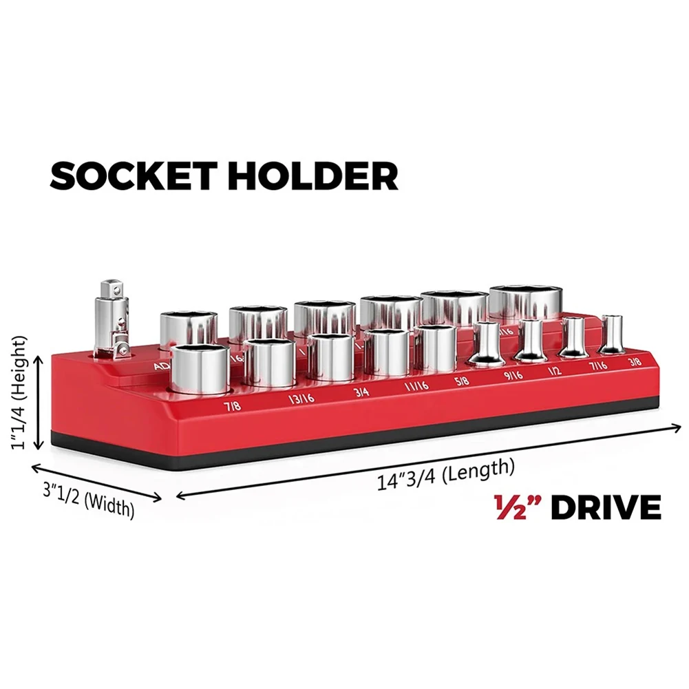 Socket Holder Socket Organizers 1/2 3/8 1/4 Drive Holds Organizer Magnetic For SAE Sockets Brand New High Quality