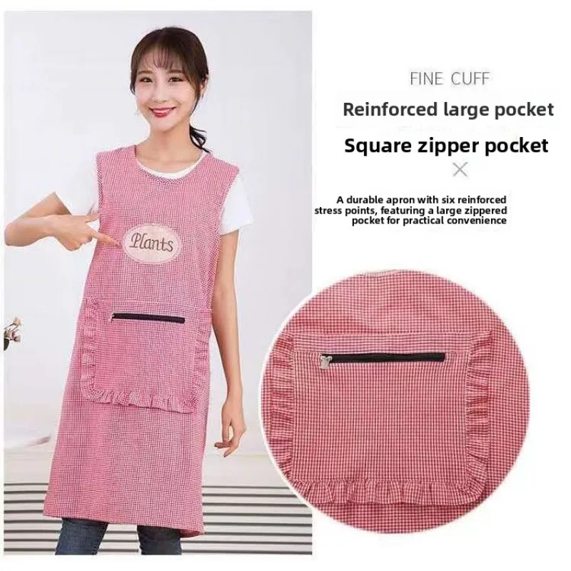 Fashion Home Apron Kitchen Oil-proof Housekeeping Vest Comfortable Breathable Cotton Overalls Breathable Household Sleeveless