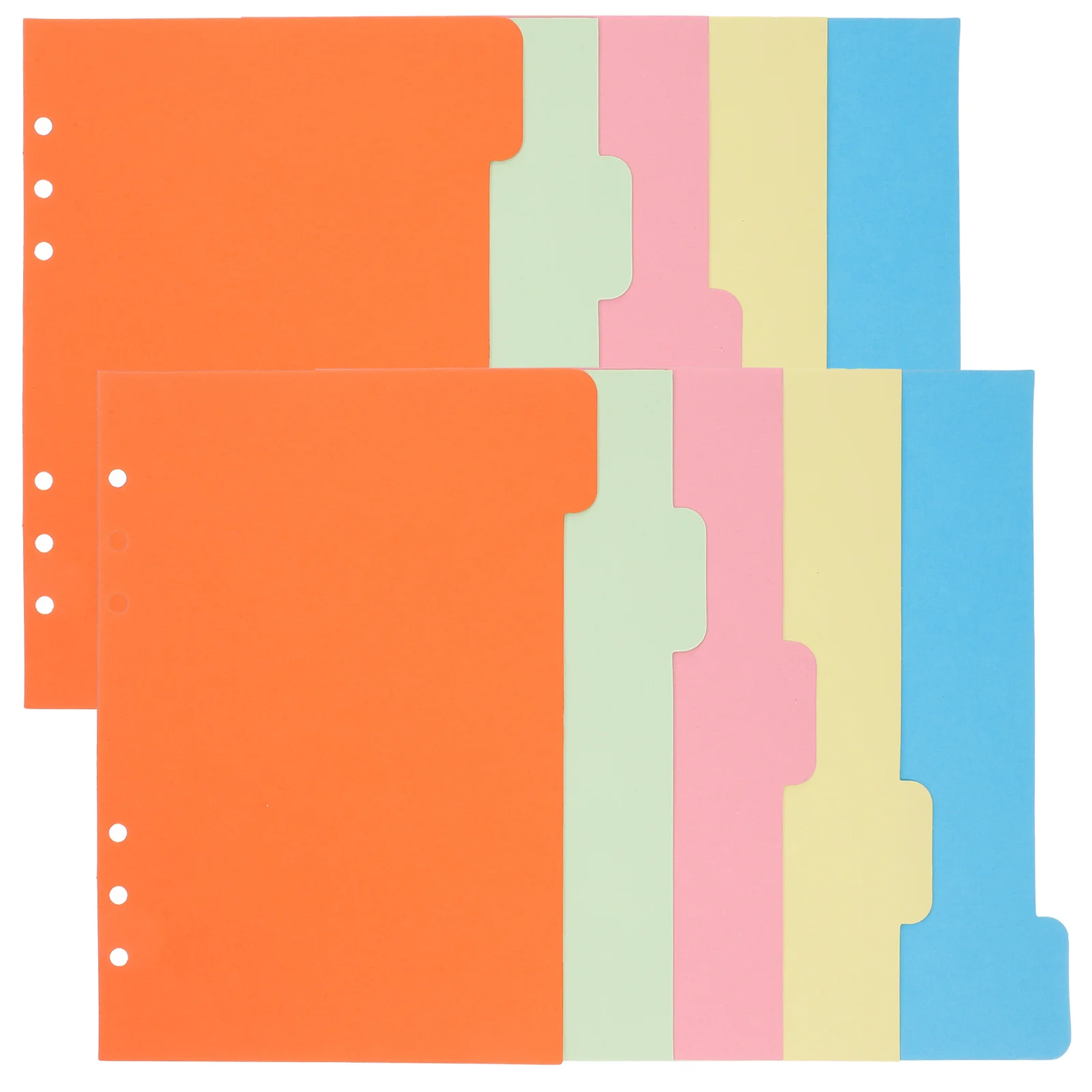 1 Set 5 Colors Tab Dividers A5 Index Classified Lables 6-Holes Colorful Filler Project Sorter Pages for Ring Binders Planner