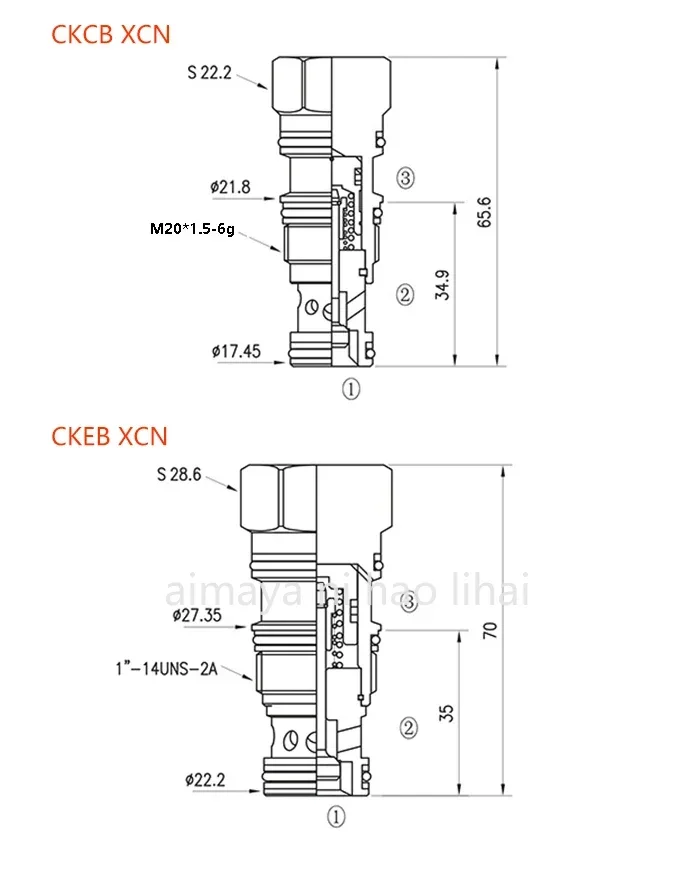 1PC Threaded Cartridge Valve SUN Hydraulic Control Check Valve, Paper Roll Clamp Flat Clamp Forklift Attachment Spool CKCB-XCN