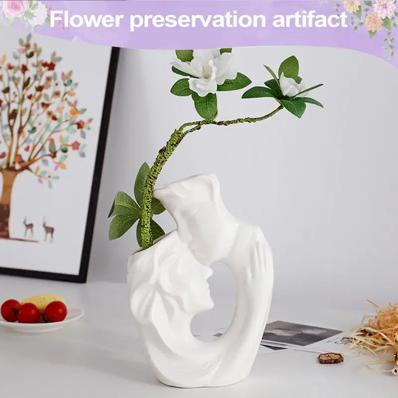 Weiße Keramikvase, Paarstatue, Keramikvase, Schreibtischdekoration, Blumenarrangements, Heimdekoration, modernes Dekor, Tischdekoration